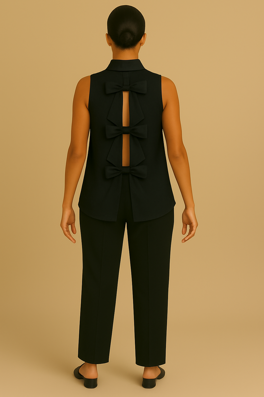 The Bow-Back Grace Top (Black)