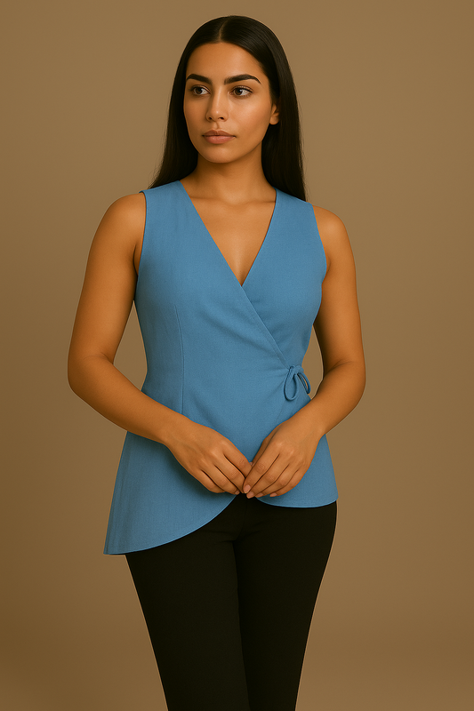 The Sleek Wrap Top (Blue)