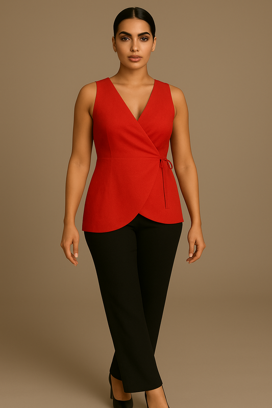 The Sleek Wrap Top (Red)