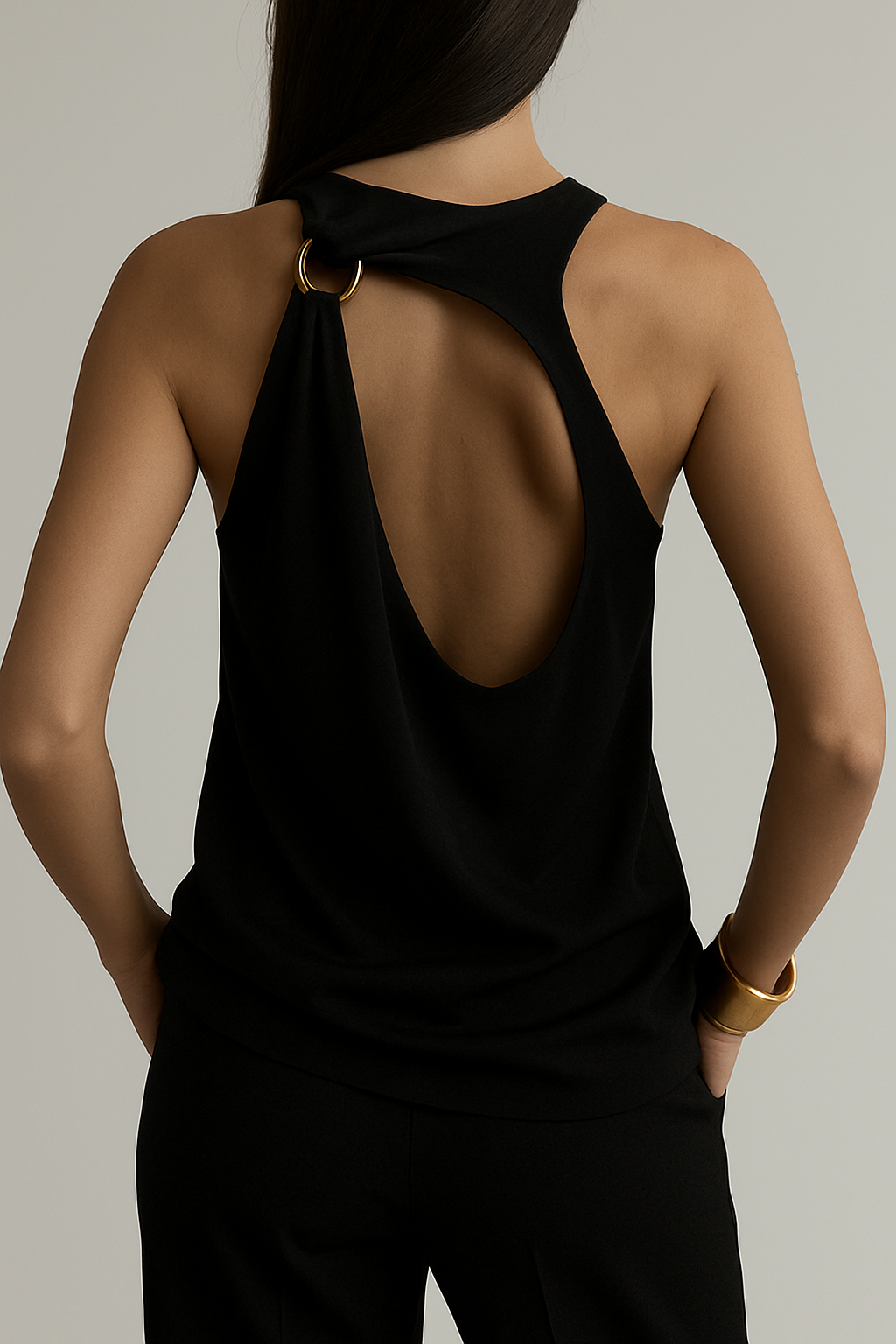 The Noir Cascade Top (Open Back)