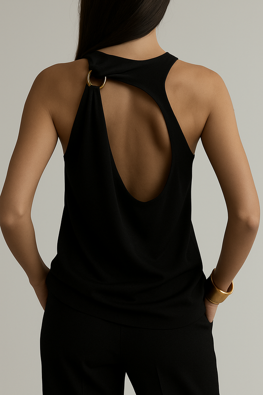 The Noir Cascade Top (Open Back)
