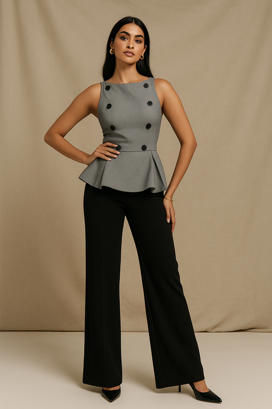The Power Peplum top (Grey)