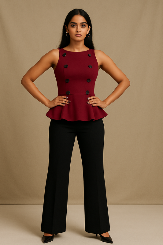 The Power Peplum top (Maroon)