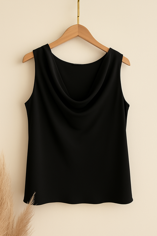 The Sienna Drape Tank (Black)