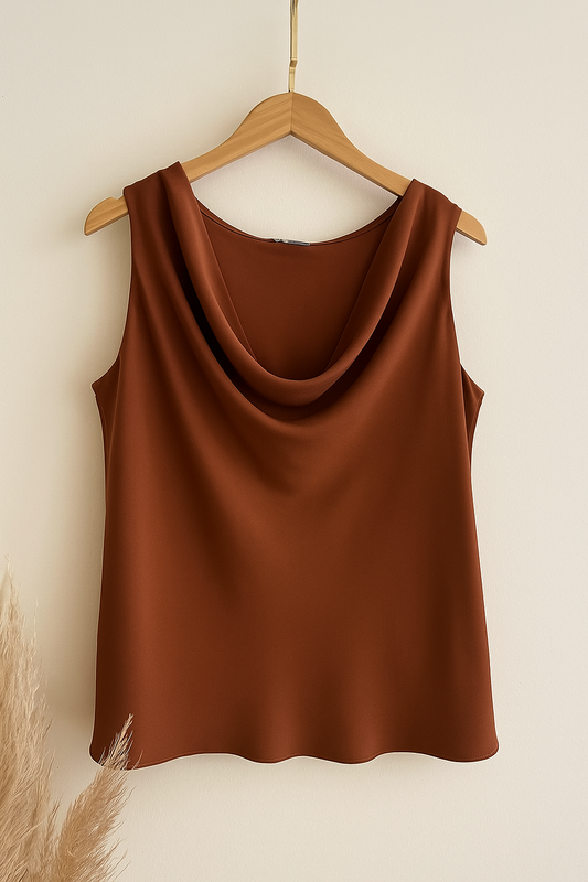 The Sienna Drape Tank (Brown)